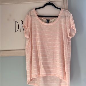 Torrid blush stripped lace back shirt